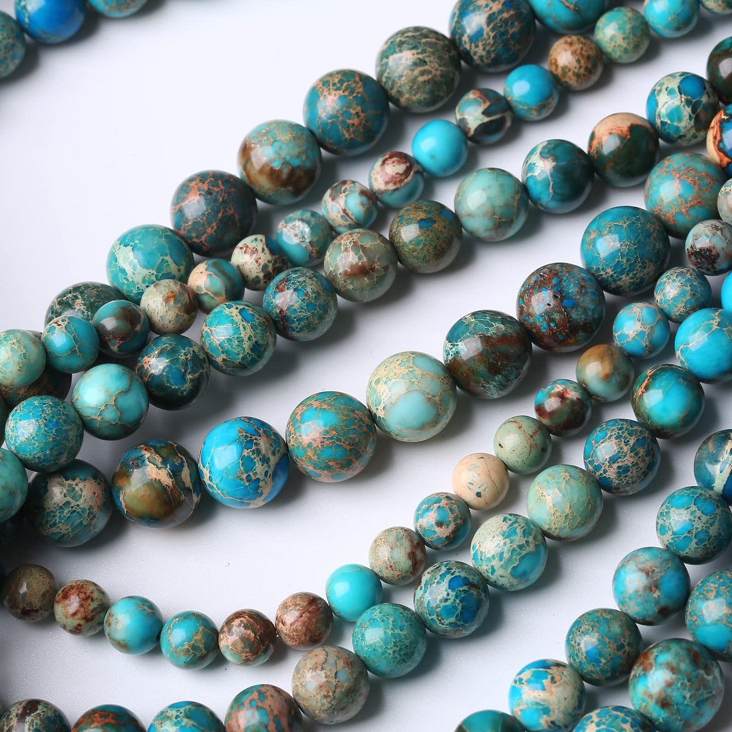 36PCS 10MM Natural Blue Imperial Jasper Stone Beads Round Shape Suitable for Jewelry DIY Bracelet 15 Inches