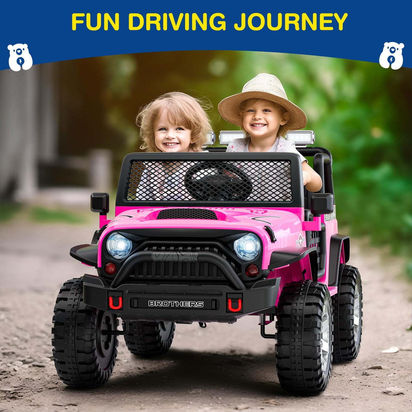 LIGIANT 2 Seater Ride On Car, 24V Kids Electric Car w/Remote Control, 4-Wheel Suspension, Bluetooth Speaker, Multi Music Modes, 3 Speeds, LED Lights, Xmas & Birthday Gift Ideas for Kids Ages 3+