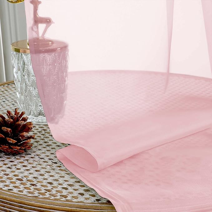 OVZME Blush Pink Bedroom Curtains 96 Length for Farmhouse, 59 Inch Extra Wide Light Filtering Voile Drapes Light Airy Window Decor for Patio Door Living Room Bedroom Dining, 59Wx96L Inches