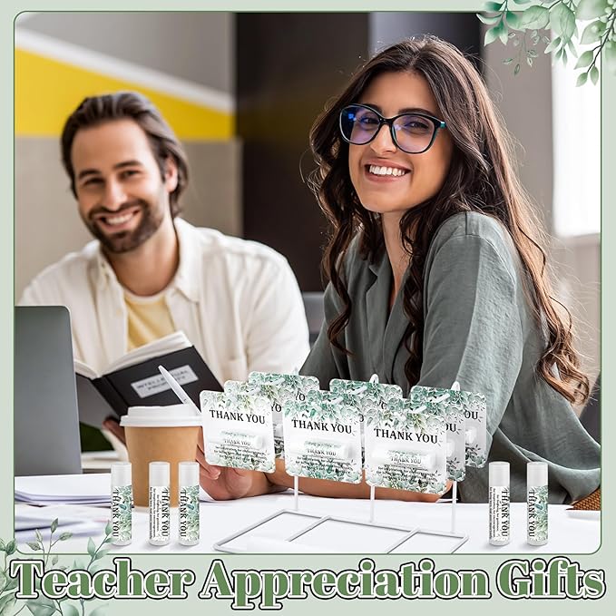 30 Pack Christmas Employee Appreciation Gift Lip Balms Bulk Staff Teacher Team Volunteer Thank You Gift Thanksgiving Christmas Appreciation Party Favor for Women Men(Leaf,Green White)