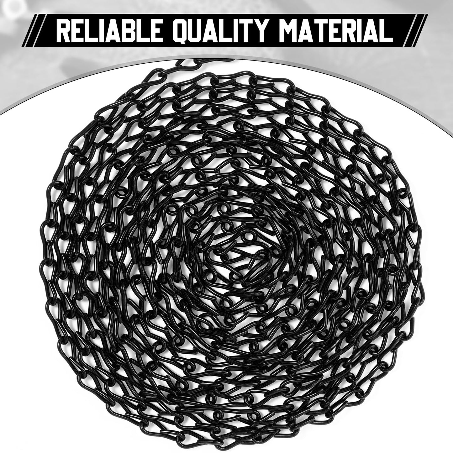 Yaocom 50ft Black Jack Chain with 10 pcs S Hooks Galvanized Steel Twist Chain with Spool-Weldless for Hanging Fixture, Bird Feeders, Overhead Lights, Artworks, Flowerpots (1.2mm)