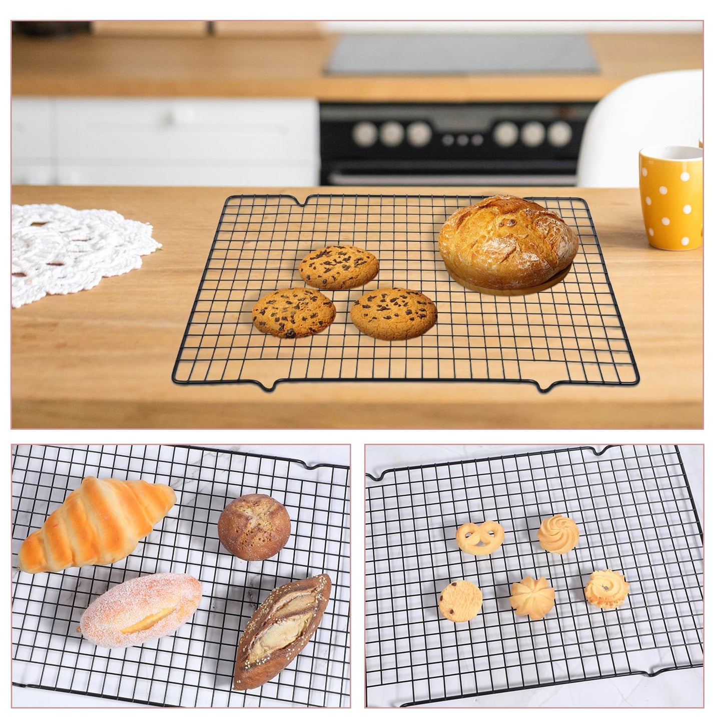 6 Packs Cooling Racks 16"x10" Baking Rack for Cooking and Baking Oven Wire Rack Cooling Drying Roasting Rack Heavy Duty Baking Rack for Roasting Cooking Grilling Drying