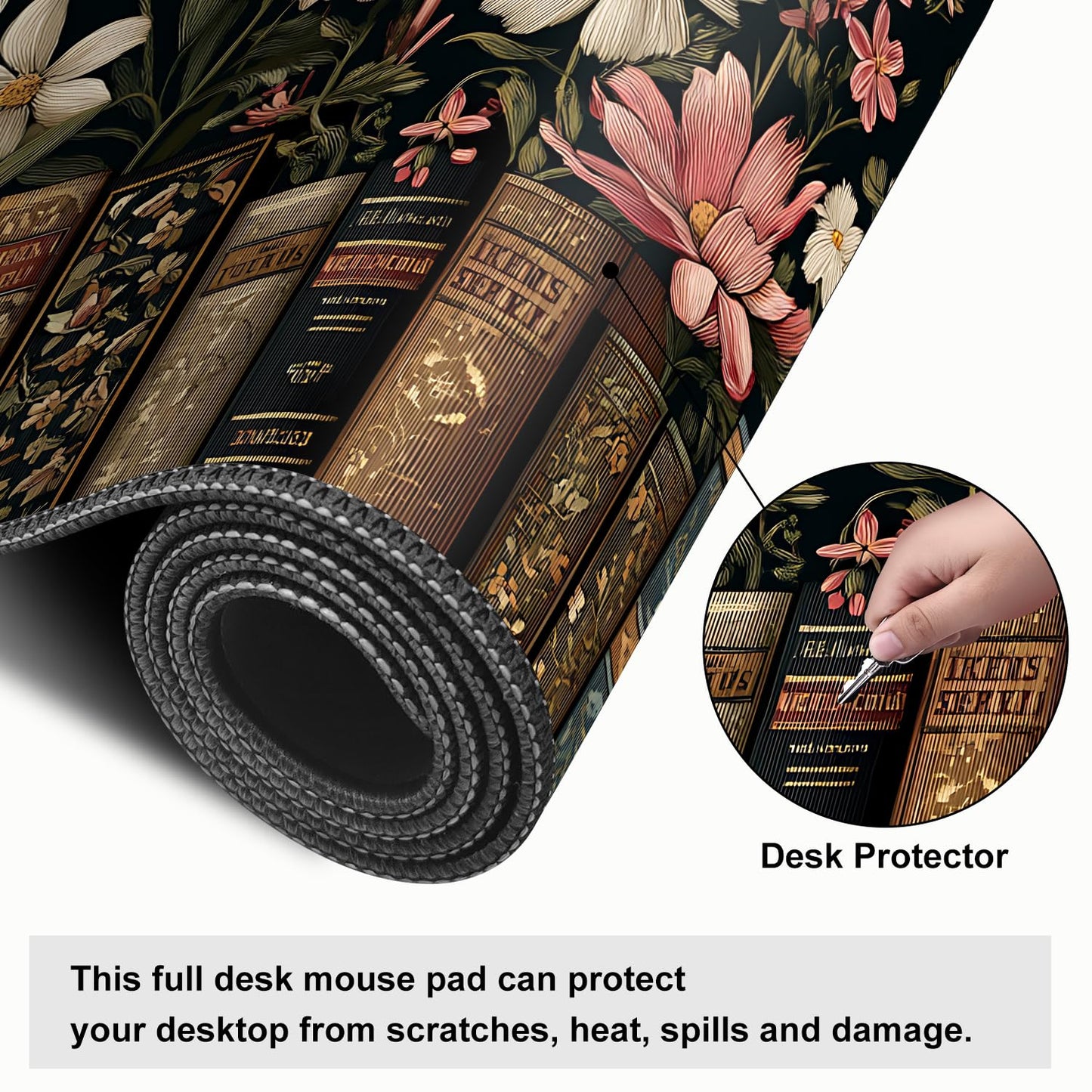 Mouse Pad, Large Anti-Slip with Stitched Edges Desk Mat Desktop Laptop Computer Desk Keyboard Mat,Table Protector Blotter Mat (Book, 31.5" x 11.8")