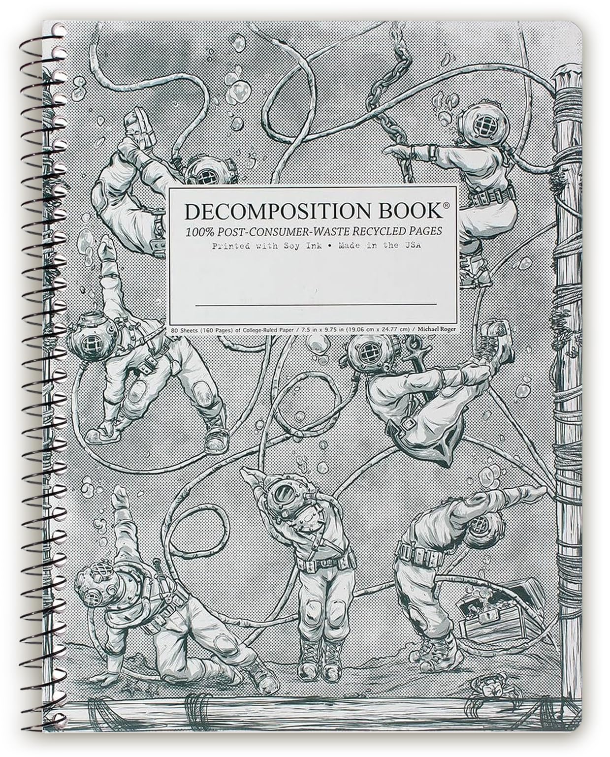 Decomposition Deep Stretch College Ruled Spiral Notebook - 9.75 x 7.5 Journal with 160 Lined Pages - 100% Recycled Paper - Cute Notebooks for School Supplies, Home & Office - Made in USA