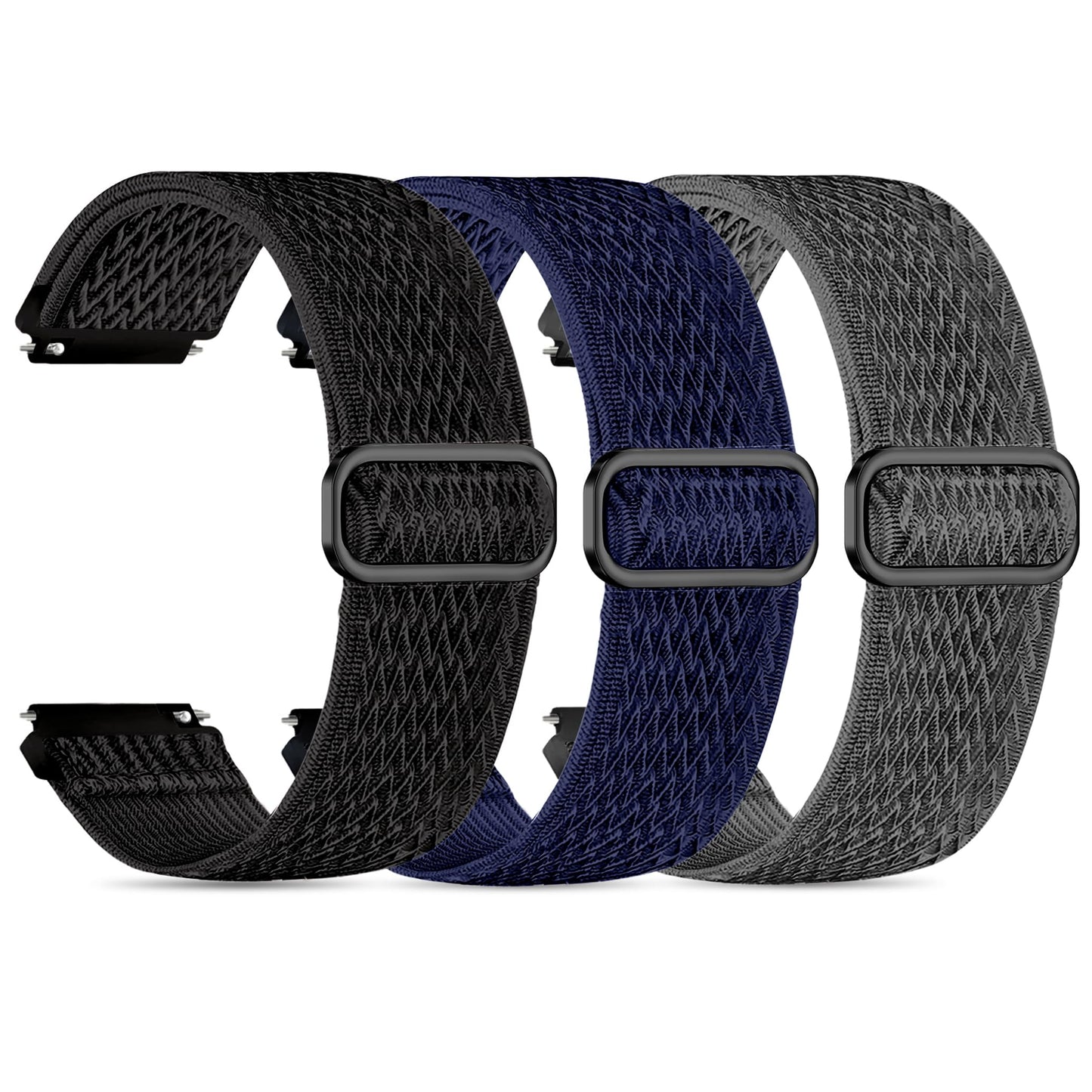 Tovimall 3 Pack ID208 Plus Smart Watch Bands for Fitpolo/Quican/Aeac/Tensky ID208 Plus Smartwatch, 22mm Elastic Nylon Replacement Wristband Adjustable Straps for man woman