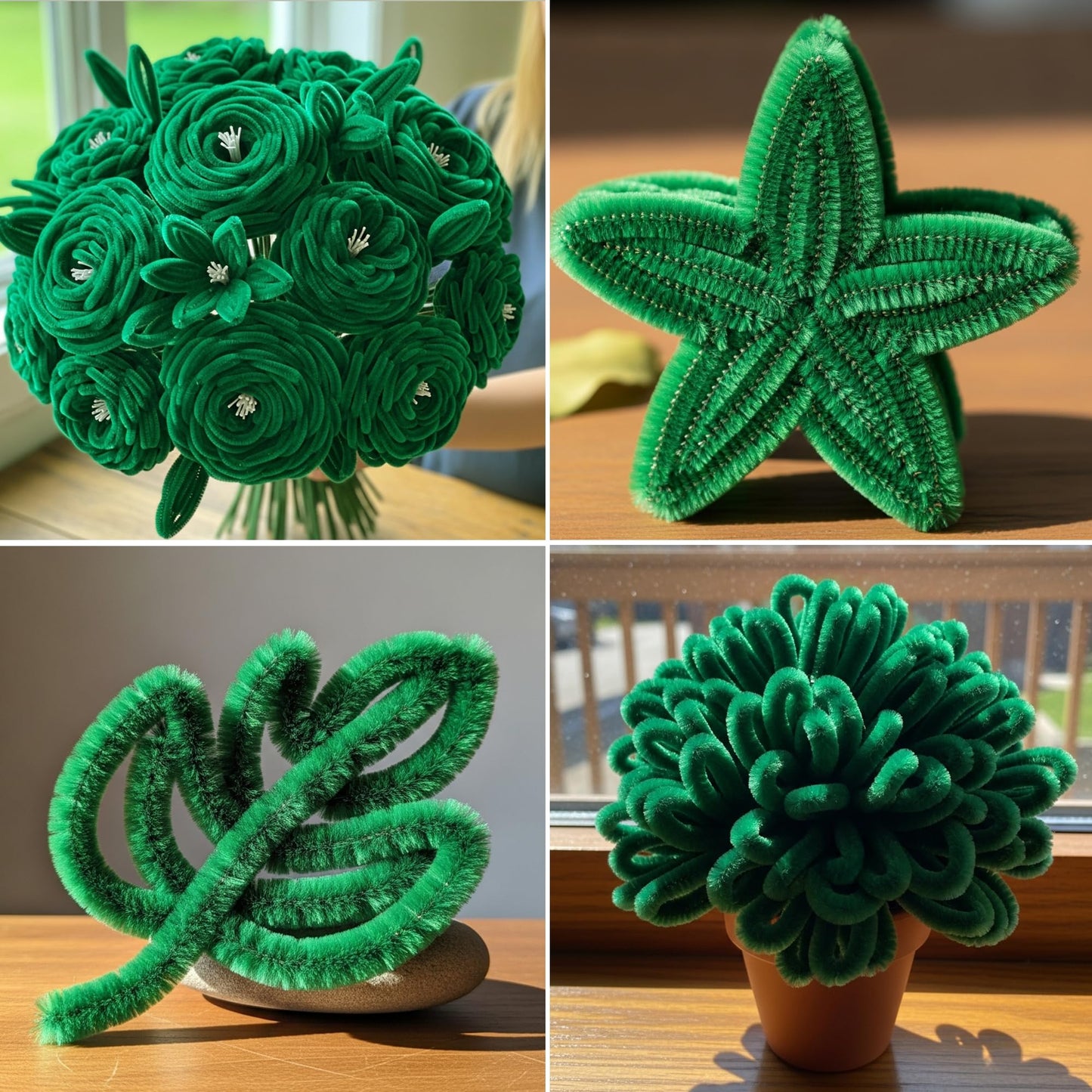 Caydo 50PCS Extra Thick Green Pipe Cleaners, Jumbo Chenille Stems for Kids Creative Craft DIY Projects (30 mm x 12 Inch)