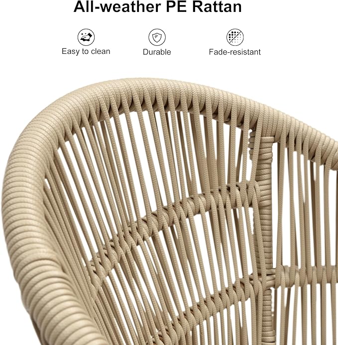 PURPLE LEAF 9 Pieces Outdoor Dining Set with Patio Aluminium Dining Table and Woven Rattan Chairs Modern Metal Furniture Cushions Sets for Garden Yard Indoor Kitchen Champagne