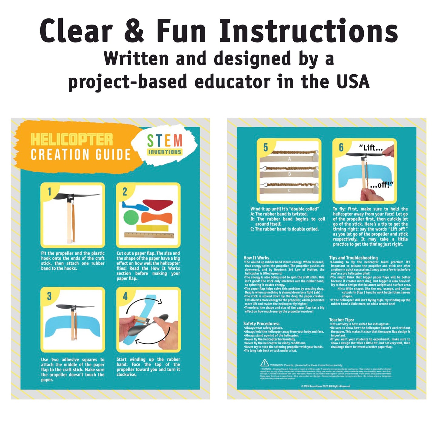 Rubber Band Helicopter Kit – 10-Pack - DIY STEM Craft Project for Kids - Build Your Own Rubberband Flying Toy