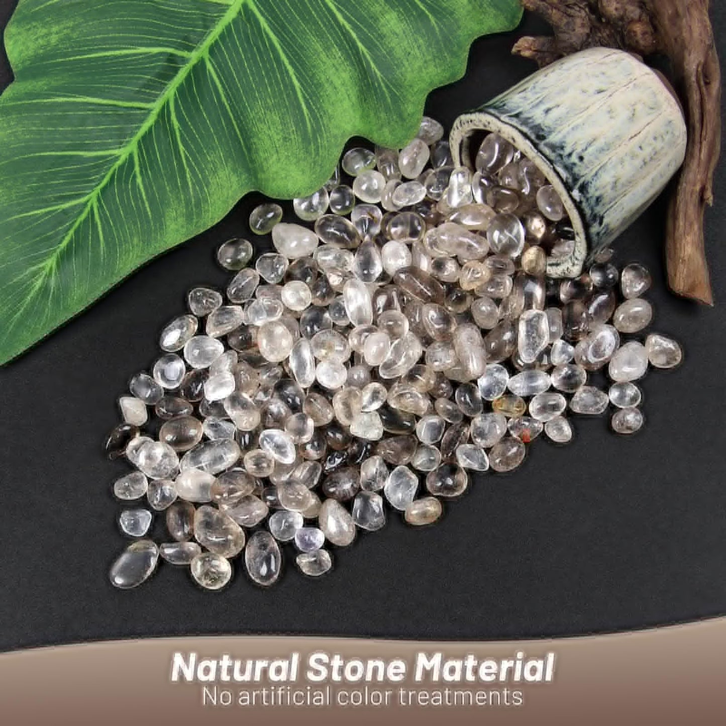 1.1lb Natural Crushed Smoky Quartz Crystal Tumbled Chips-Healing Crystals Chips Bulk, Crushed Crystal Gemstones for Crafts, Beautiful Package for Gift (Smoky Quartz)