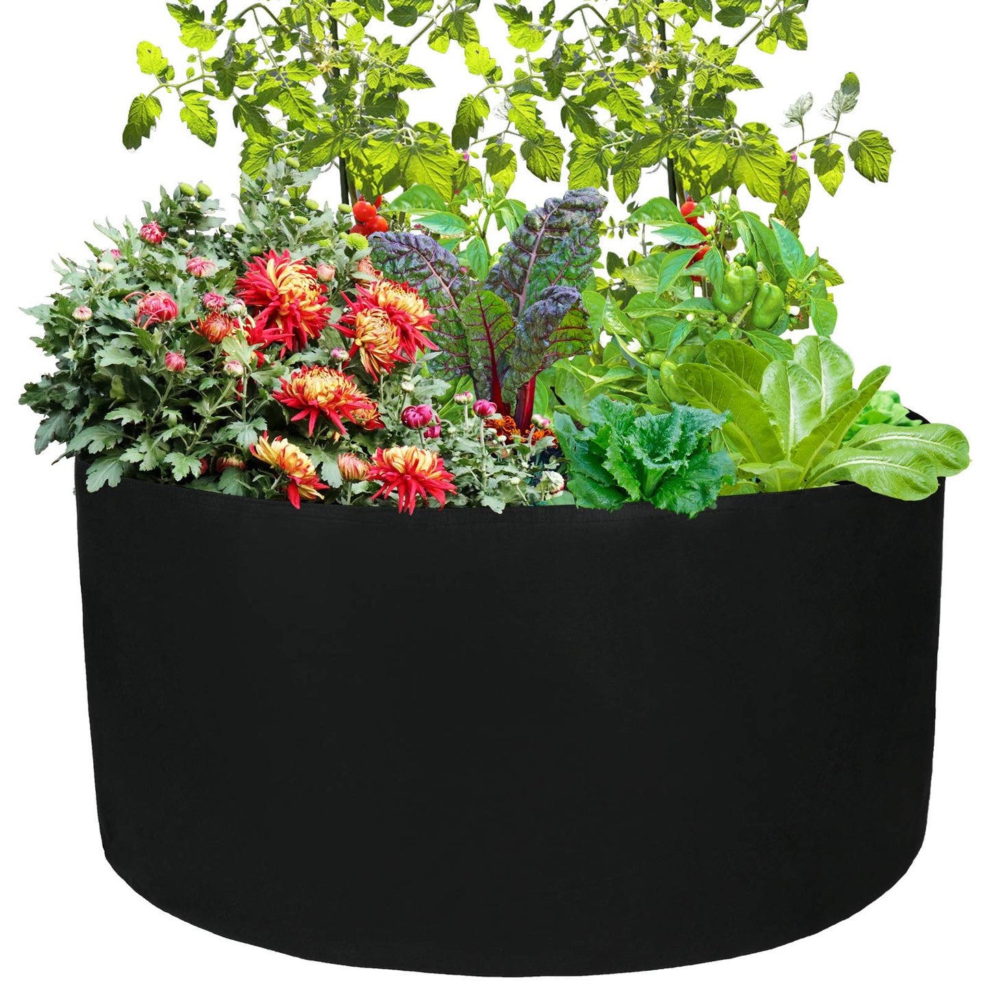 Xnferty 150 Gallons Extra Large Round Raised Garden Bed, Deep Soil Diameter 46"/ Height 22" Planting Container Grow Bags Durable Felt Fabric Planter Pot for Plants,Vegetables,Flowers (Black)