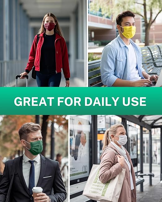 Disposable Face Masks Made in USA, 4 Ply for Families, Students, Breathable All-Day Wear & Safety, FSA HSA Eligible, ASTM Level 3 Medical Grade, 50 Pack, Bright Yellow
