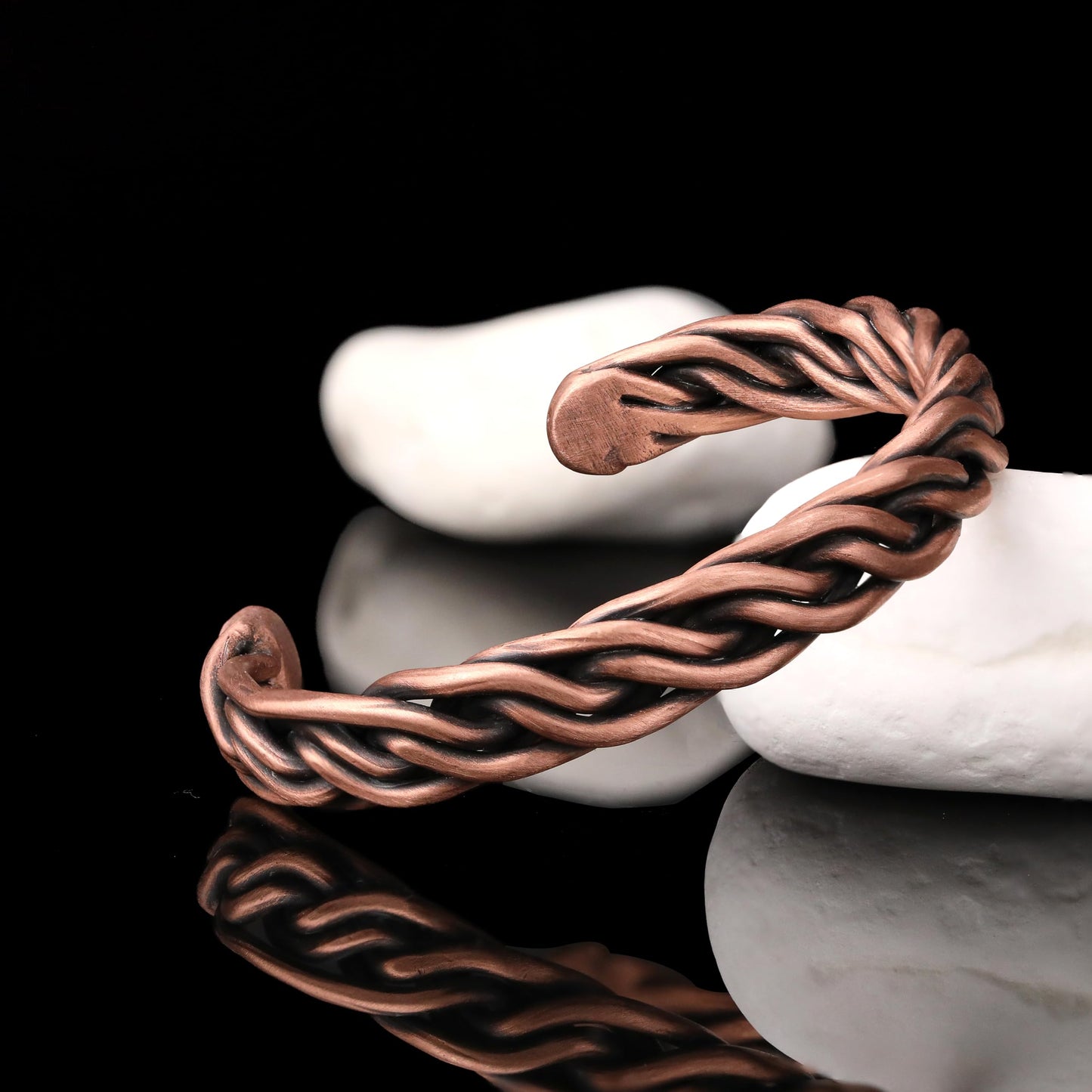 Handmade Elegant Copper Bracelet for Women and Men-Pure Copper Bracelet for Pain Relief and Stress Relief-Adjustable, Thickest, Twisted Copper Wire Bracelet to Fit many Size Wrist(folded) (folded)