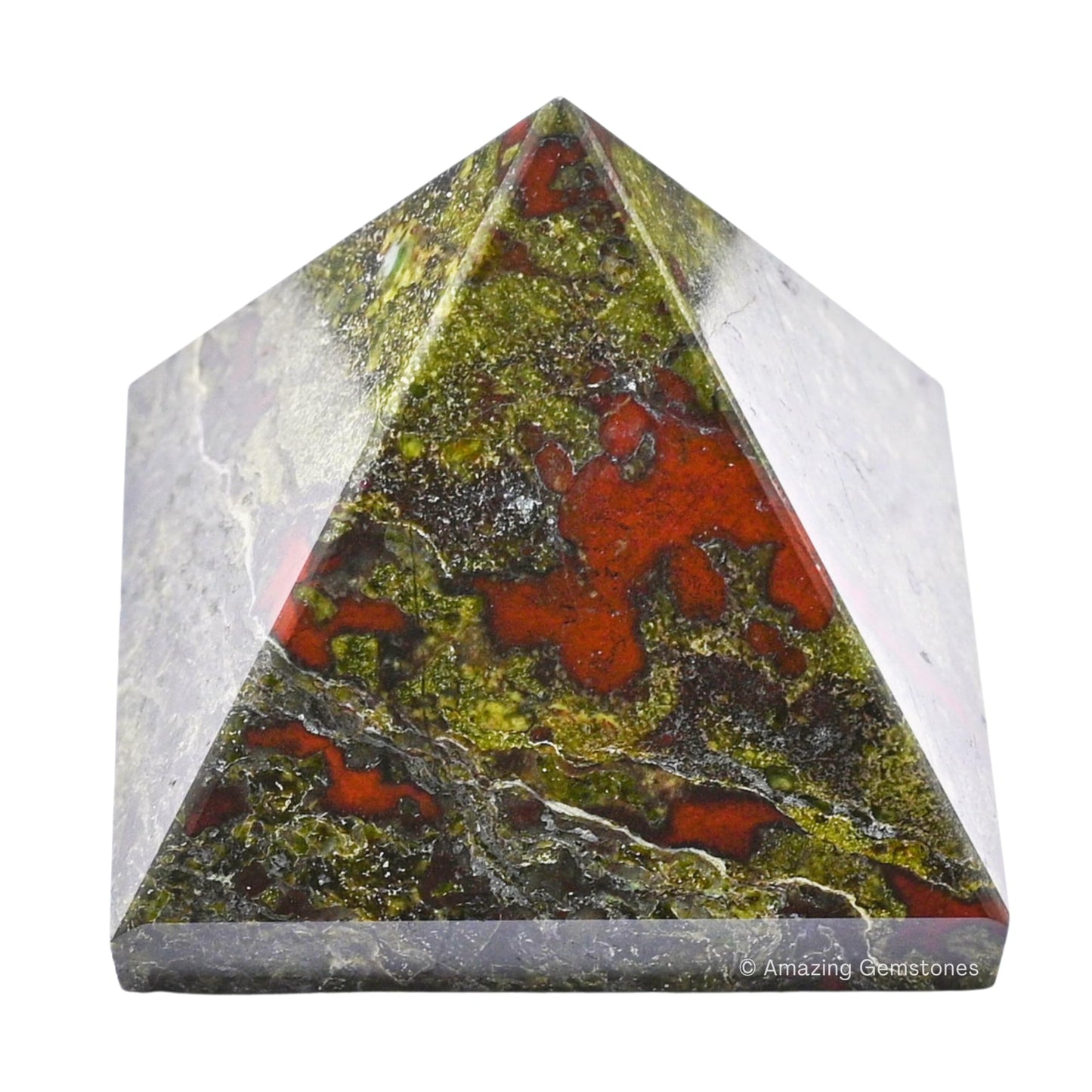 Amazing Gemstone Dragon Bloodstone Pyramid Crystal Healing Stones - 2" Great Pyramid Figurine of Natural Stone Pyramid for Meditation, Reiki, Chakra Balancing and Crystal Pyramids Grid