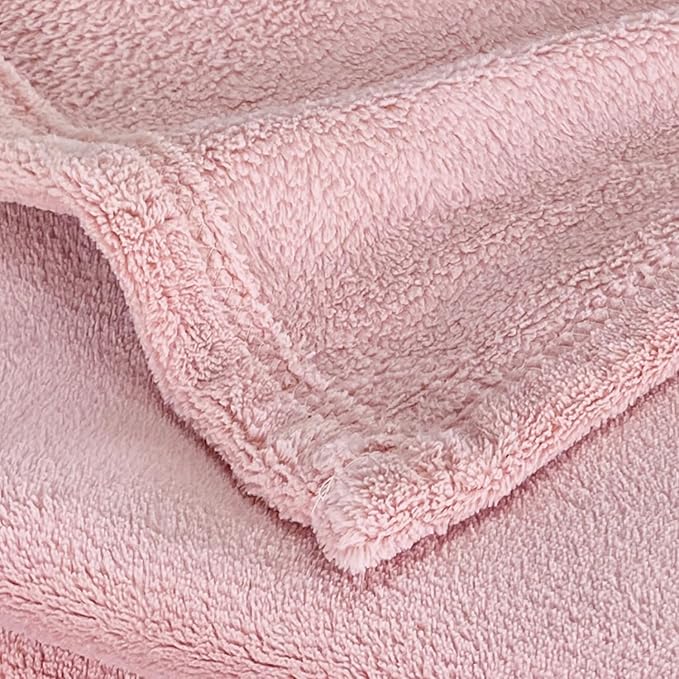 SOCHOW Flannel Fleece Throw Blanket, 340 GSM All Season Super Soft Cozy Blanket for Bed, Sofa or Couch, Dusty Pink, 50x70 inches