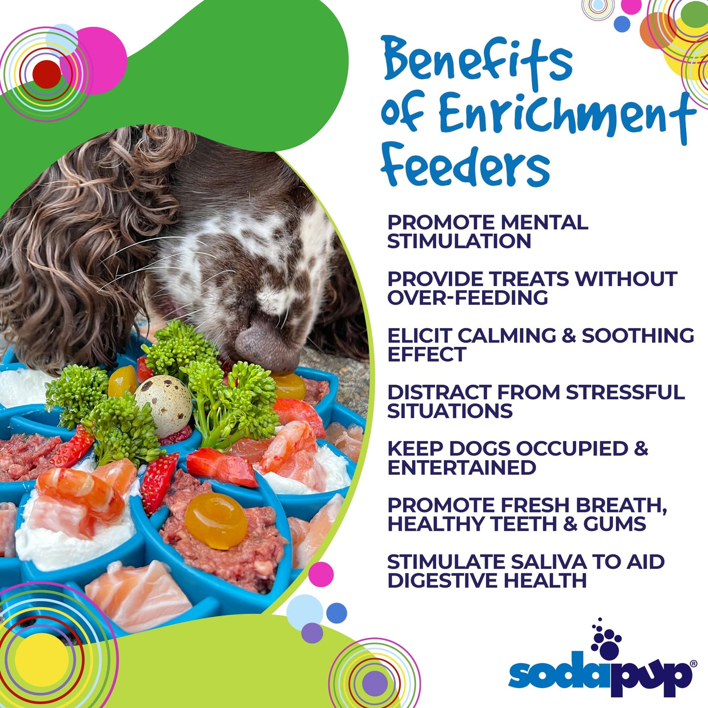 SodaPup Mandala eTray – Durable Slow Feeder Tray Made in USA from Non-Toxic, Pet-Safe, Food Safe Material for Mental Stimulation, Calming, Avoiding Overfeeding, Slow Eating, Healthy Digestion & More
