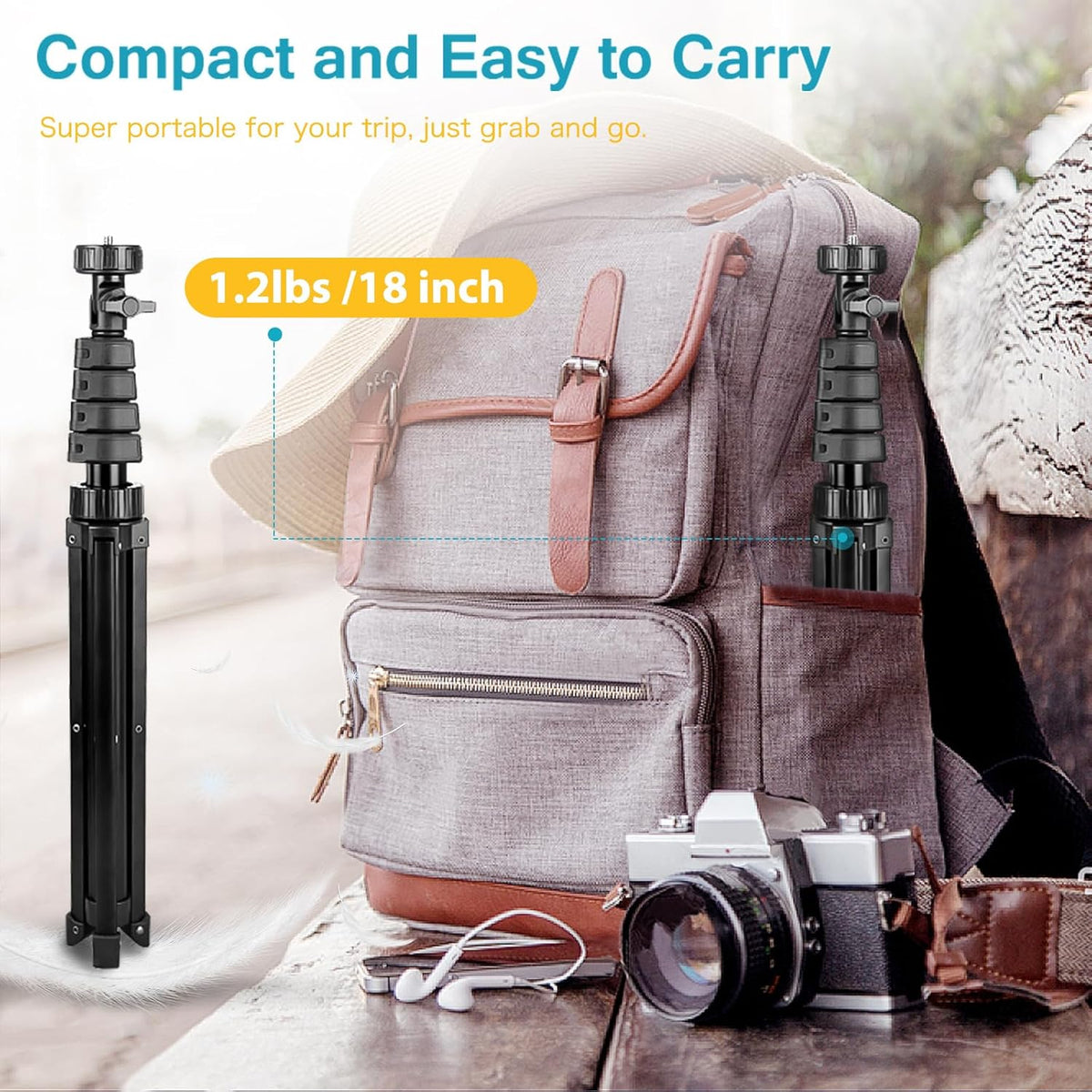 Aureday 67" Phone Tripod, Extendable Cell Phone and Camera Tripod Stand with Wireless Remote & Phone Holder, Aluminum Selfie Stick Tripod