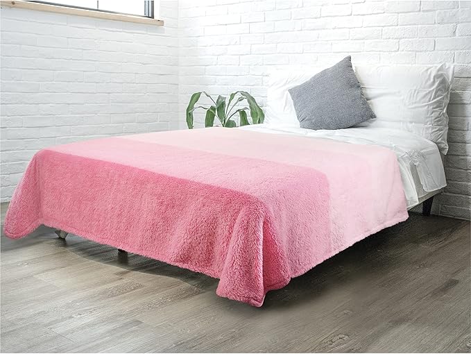 PAVILIA Fluffy Sherpa Throw Blanket Ombre | Gradient Plush, Soft, Fuzzy, Decorative Accent Throw Blanket for Couch Sofa Twin Bed | Cozy Warm Decorative Furry Faux Fur Blanket, 60x80 Inches Pink