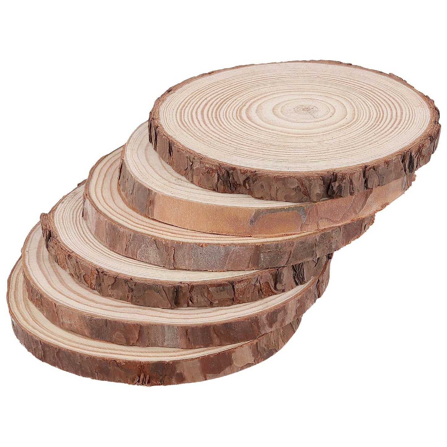 SOUJAP 60 PCS 4.3-4.7 inch Natural Wood Slices, Unfinished Round Wooden Slices, Log Discs Circles for DIY Crafts, Ornament, Coaster