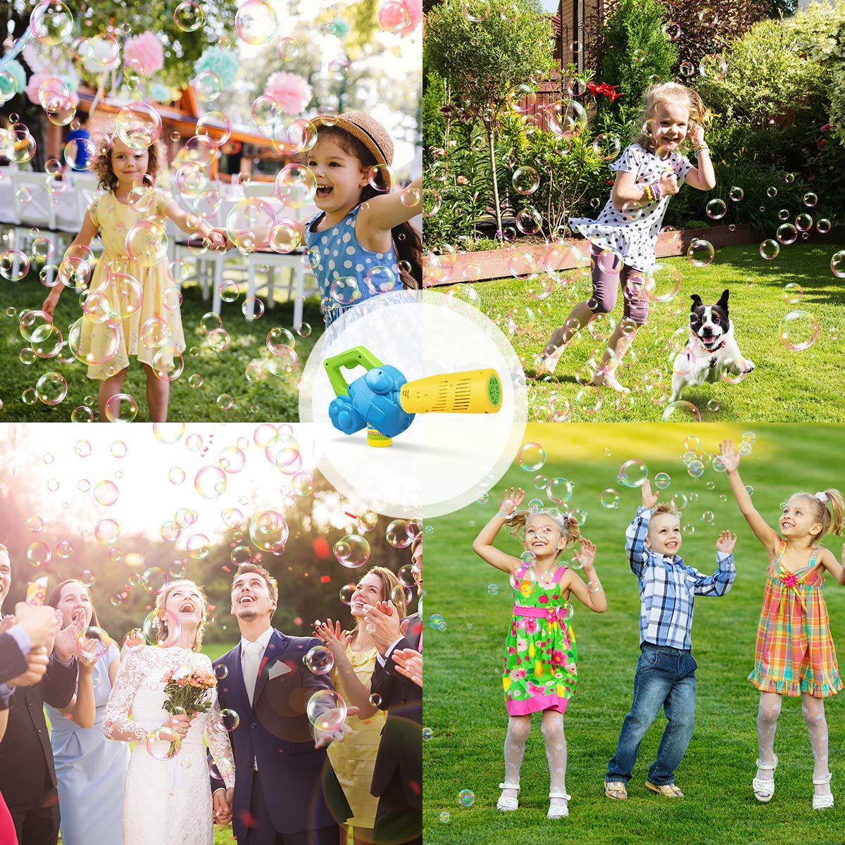 Duckura Bubble Leaf Blower, Outdoor Bubble Machine for Toddlers 1-3, Kids Bubble Gun Blower with 3 Bubble Solution, Summer Outside Yard Toy, Easter Party Favor Birthday Gift for Age 2 3 4 Boy