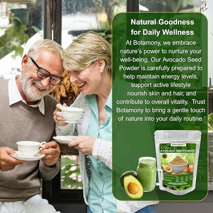 BOTAMONY Organic Avocado Seed Powder 7 oz, Pure Dehydrated Avocado Seeds, Caffeine-Free Superfood for Smoothies, Teas, Cooking & Baking, Non-GMO, Vegan, No Additives