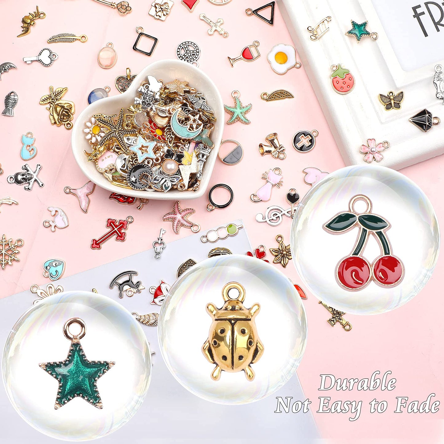 SANNIX 500Pcs Charms Bulk Wholesale Assorted Gold Plated Enamel Pendants Earring for Bracelet Necklace DIY Jewelry Making Craft Supplies