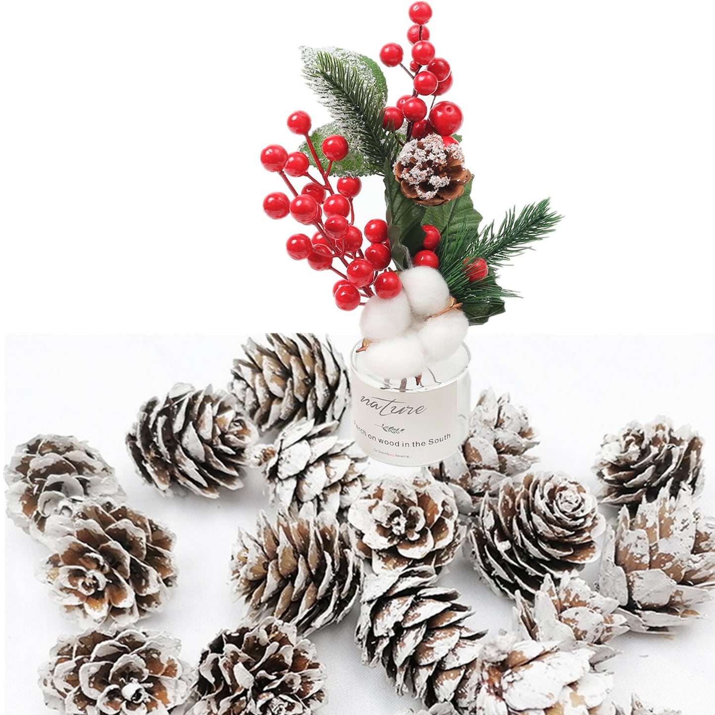fypuda 160 PCS Mini Snow Pine Cones Christmas Thanksgiving Pine Cones Bulk White Christmas Small Tiny Pinecones Ornaments for Home Decoration DIY Crafts Wedding Xmas Tree Fall Winter Decor