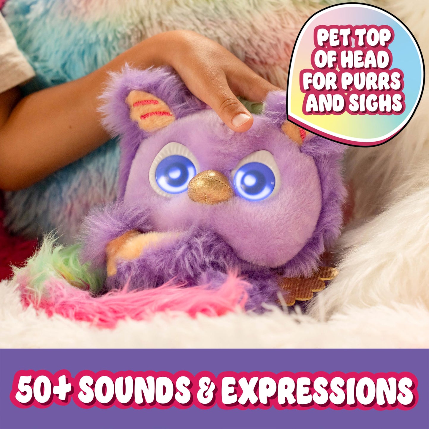 Furlings Furlittles Gryffin - 6.5" Interactive Plush Toy, 50+ Sounds & Expressions, Gift for Girls & Boys 3+, Purple