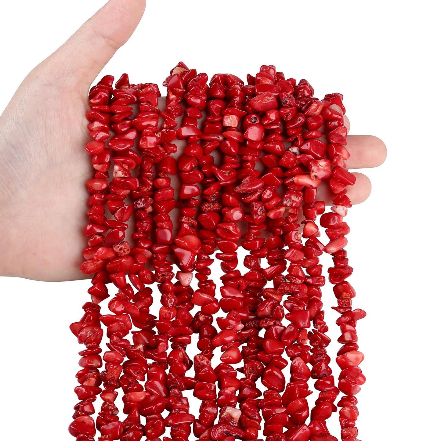 ZHIYUXI 400pcs Red Turquoise Beads 5-8mm Healing Crystals Gemstones for Bracelet Making Irregular Stone Bead for Jewelry Making DIY Craft 2 Strands
