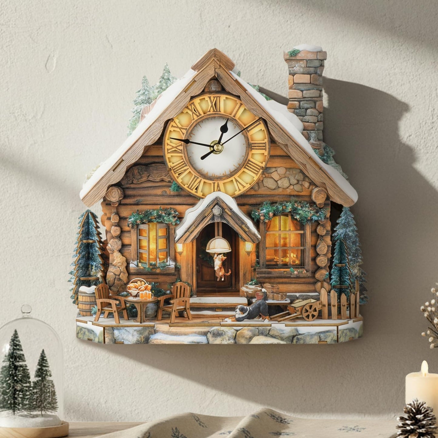 Cutywood 3D Wooden Puzzles for Adults Clock-Wooden House Design Model Kit-Mechanical DIY Pendulum Clock with Roman Numerals-Desk Home Office Decor Personalized Gift for DIY Lovers