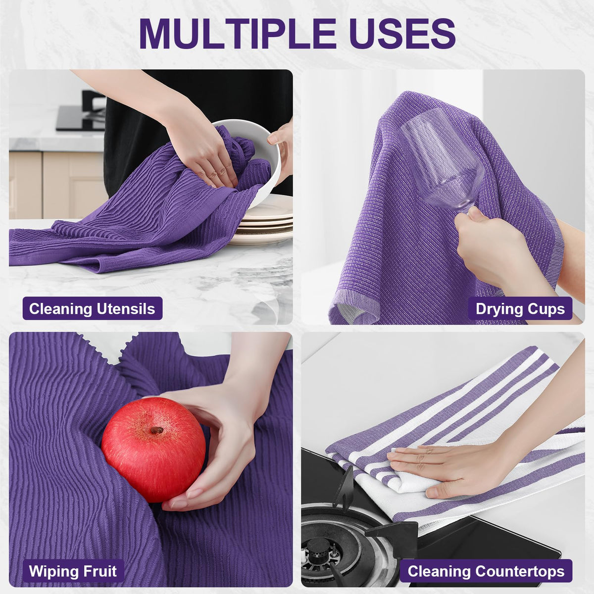 Cotton 380 GSM Premium Kitchen Towels (3 Count)