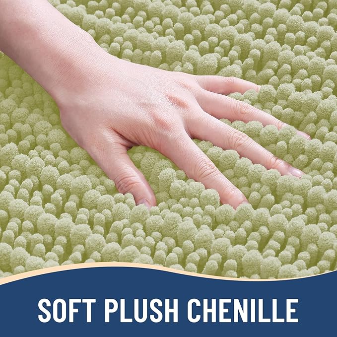 Arotive Luxury Chenille Bathroom Rug Mat, Extra Soft Thick Absorbent Shaggy Bath Rugs, Non-Slip Machine Wash Dry, Plush Bath Mats for Bathroom, Shower and Tub, 34x21, Vanilla