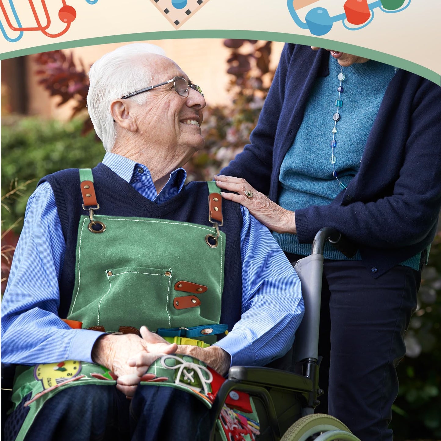Shyyween Fidget Apron for Elderly Fidget Blanket for Dementia Alzheimer's Therapy Activity Apron Anxiety Relief supplies(Green)