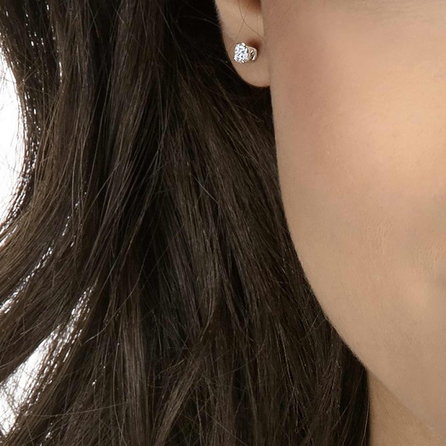 SWAROVSKI Attract Pierced Stud Earrings, Round-Cut Clear Crystals on Rhodium Finish Setting, Part of the Swarovski Attract Collection