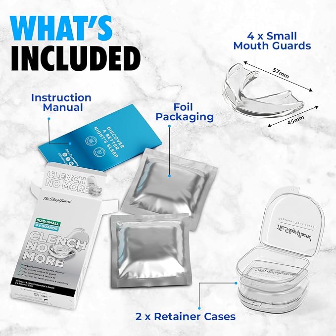 TheSleepGuard Mouth Guard for Clenching Teeth at Night [Pack of 4, Small Size - Women] – Custom Night Guards for Teeth Grinding – Nighttime Protection During Sleep for Adults