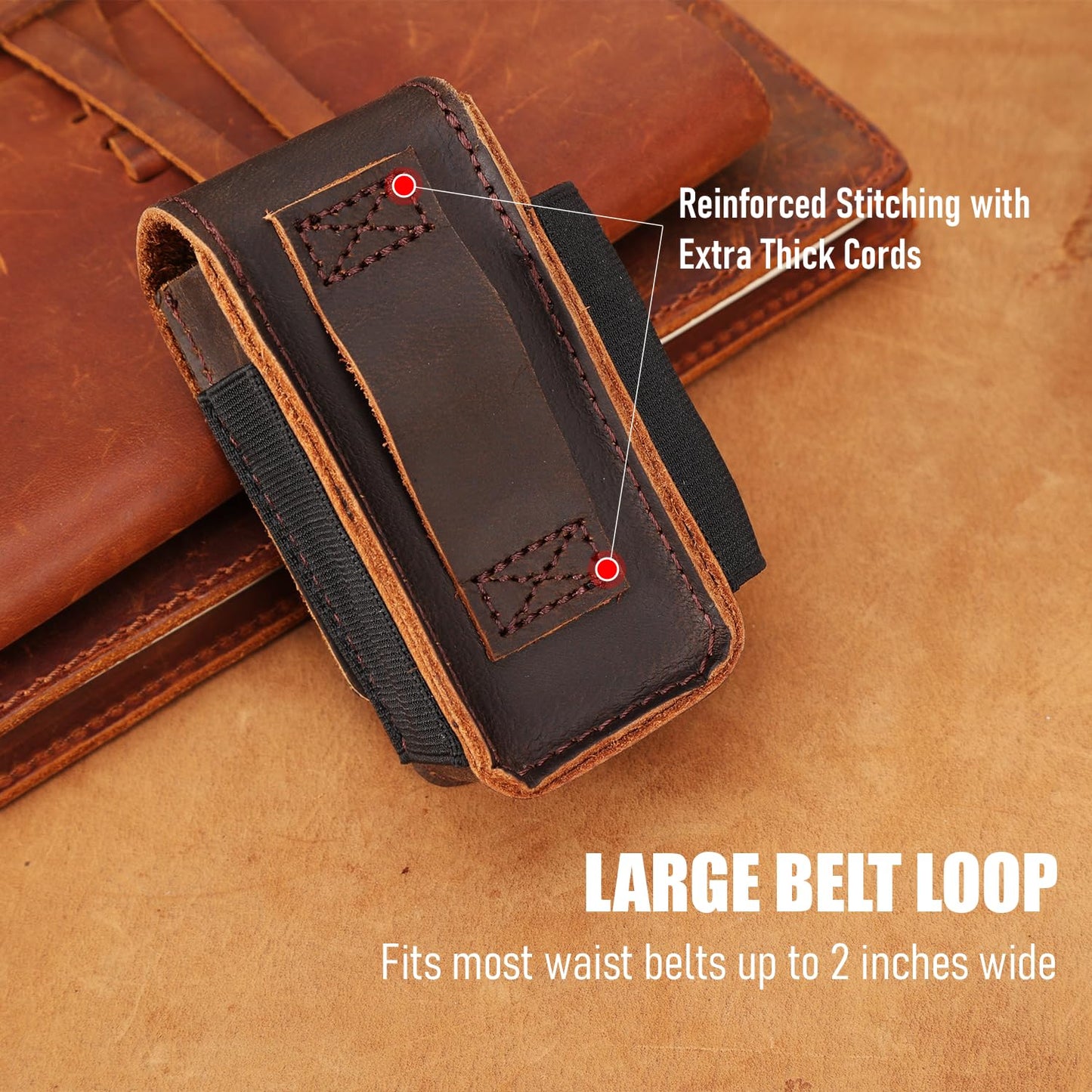 STAR VISTA Armando-2 Full Grain Leather Multitool Belt Pouch, Multi Tool Sheath, EDC Tool Holster for Flash Light, Tactical Pen, Heavy-Duty Stitching, Gift for Men, Dark Brown