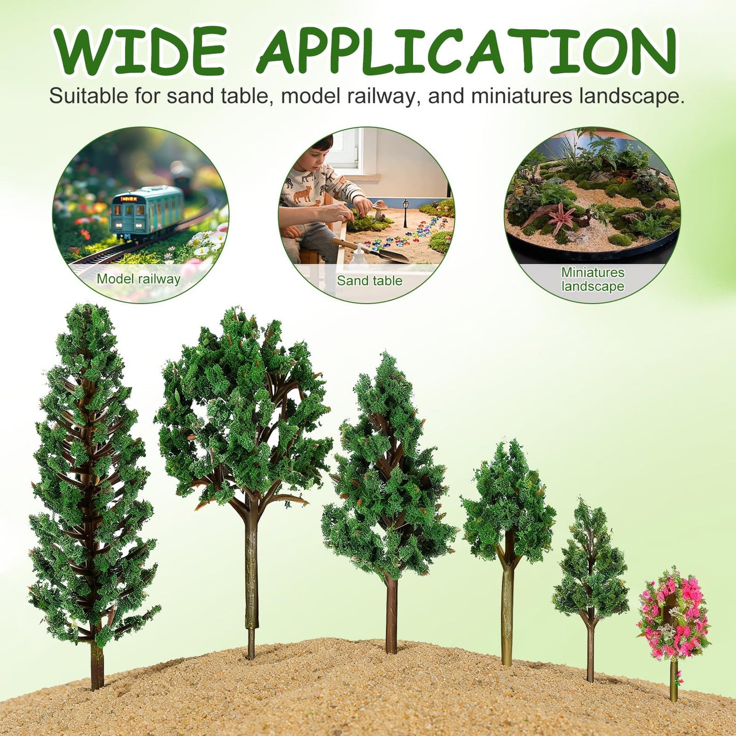 NUOBESTY Plastic Mini Model Trees Railway Pine Tree Model for Diorama Sand Table Landscape Decor Miniature Forest for Railroad Craft Building Cake Topper 38pcs