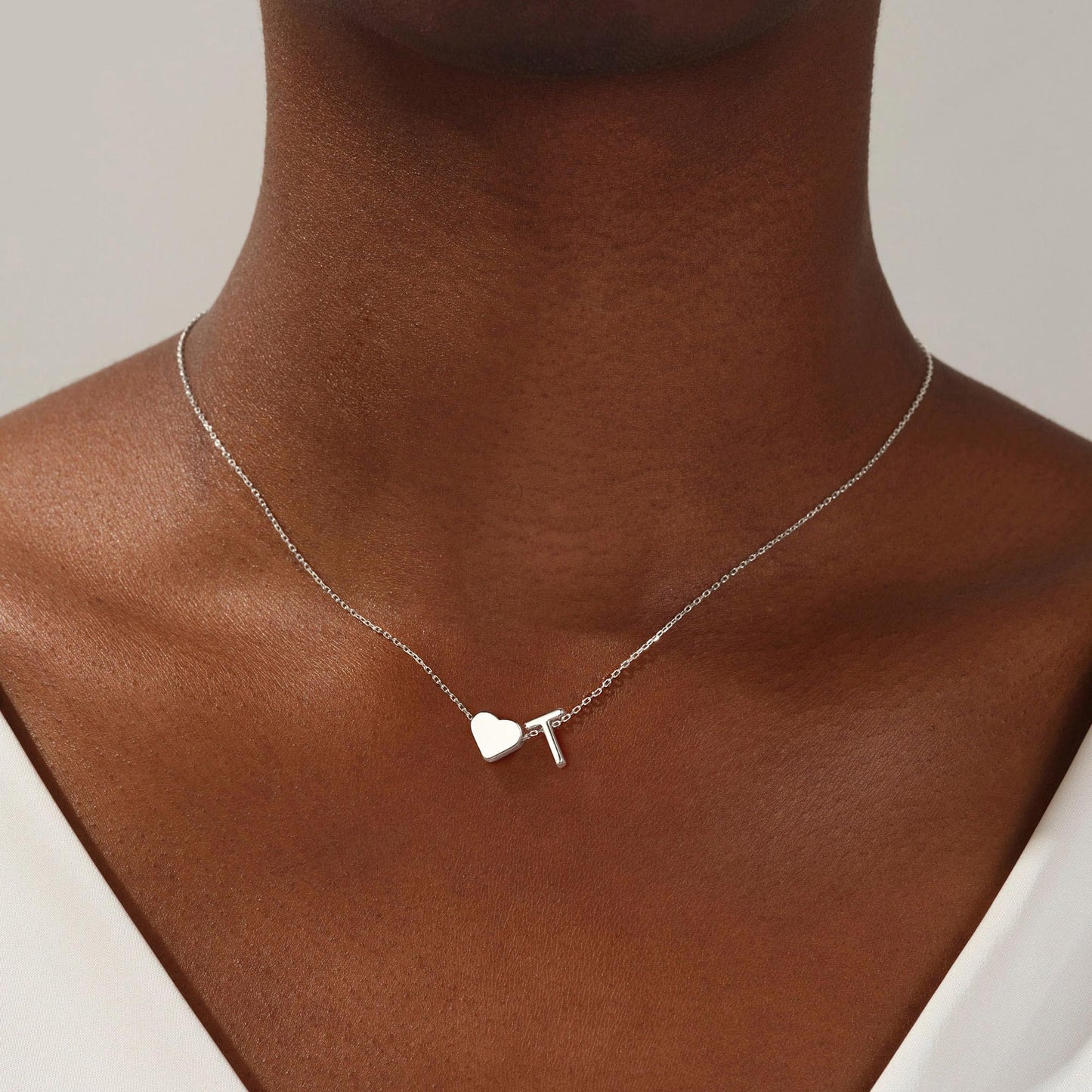 Turandoss Heart Initial Necklaces - Trendy, Dainty Initial Necklaces, Tiny Silver Mothers Day Gifts for Women