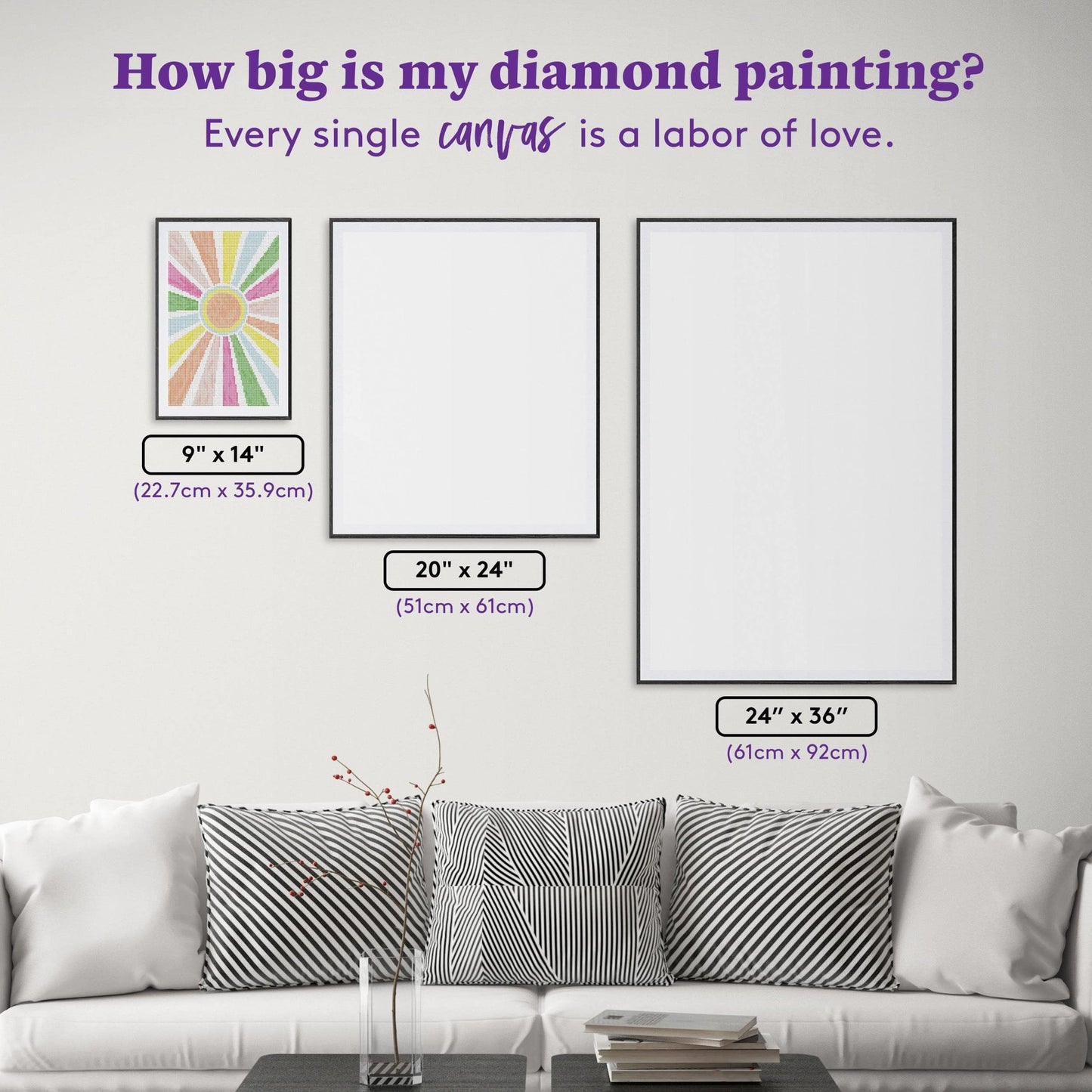 DIAMOND ART CLUB Sun Rays - Pastel Diamond Painting Kit, Fun DIY Crafts for Adults, Round Diamond Art Canvas, 9" x 14" (22.7 cm x 35.9 cm)