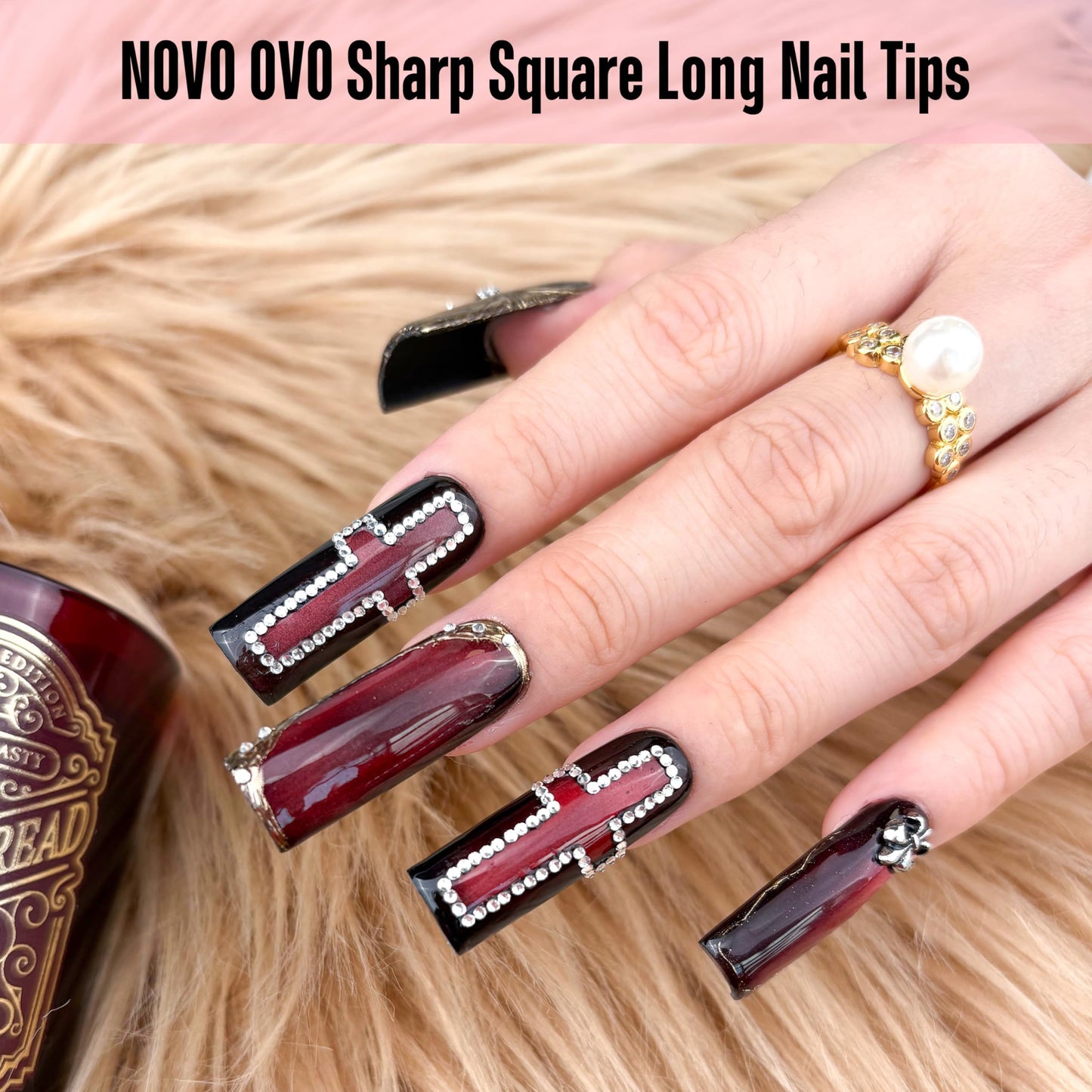NOVO OVO Sharp Square Long Nail Tips Press on, Natural (Not Sculpted) No C Curve Soft Gel Double Matte Clear Fake Nail Extension,Full Cover False Nails for Salon DIY Manicure x 15 Sizes 180 pcs