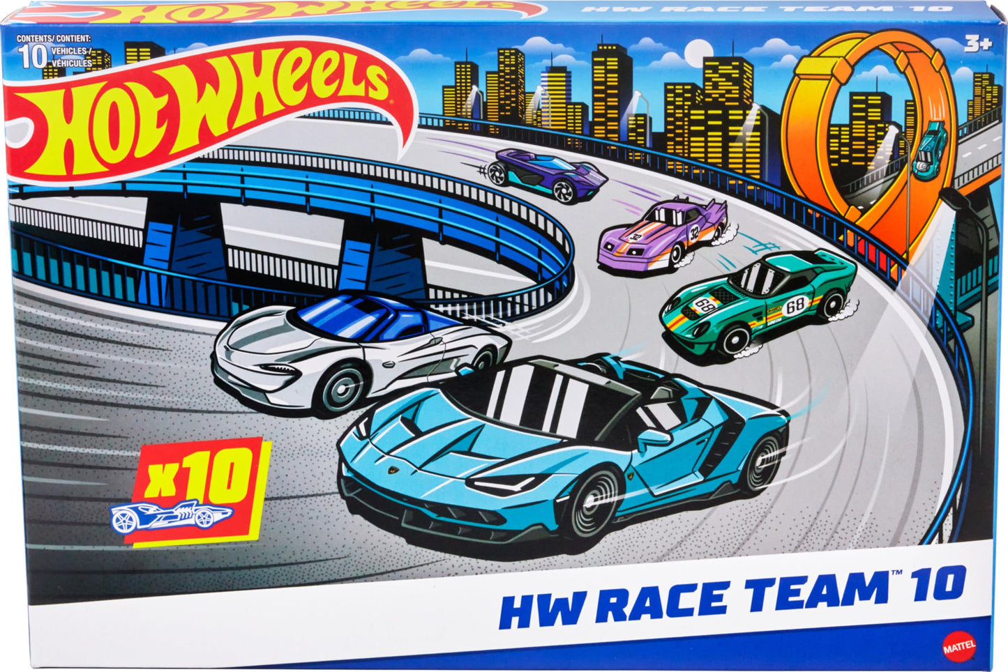 Hot Wheels 10-Pack of Toy Race Cars, Includes 1:64 Scale Corvette, Lamborghini, McLaren & Hot Wheels Originals (Amazon Exclusive)