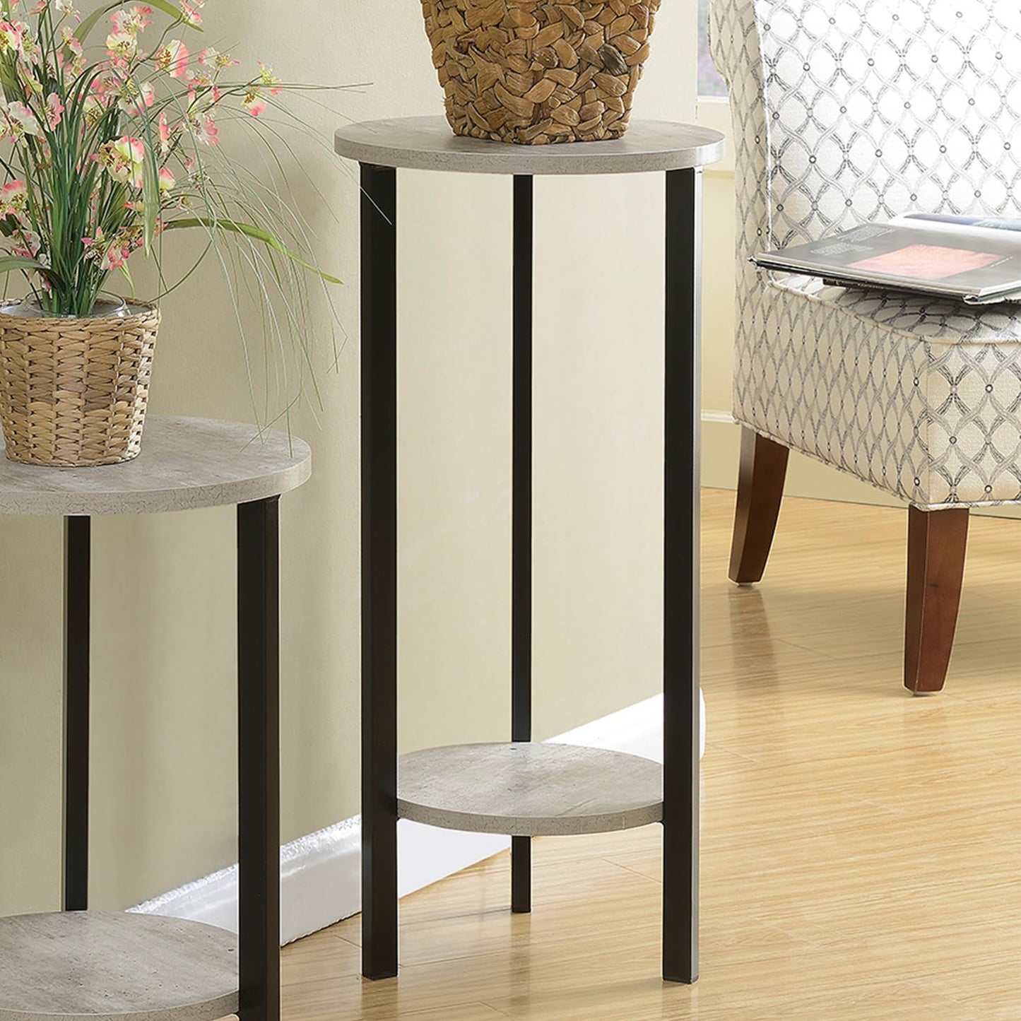 "Convenience Concepts Graystone 31"" Plant Stand, Faux Birch / Black" (111253)