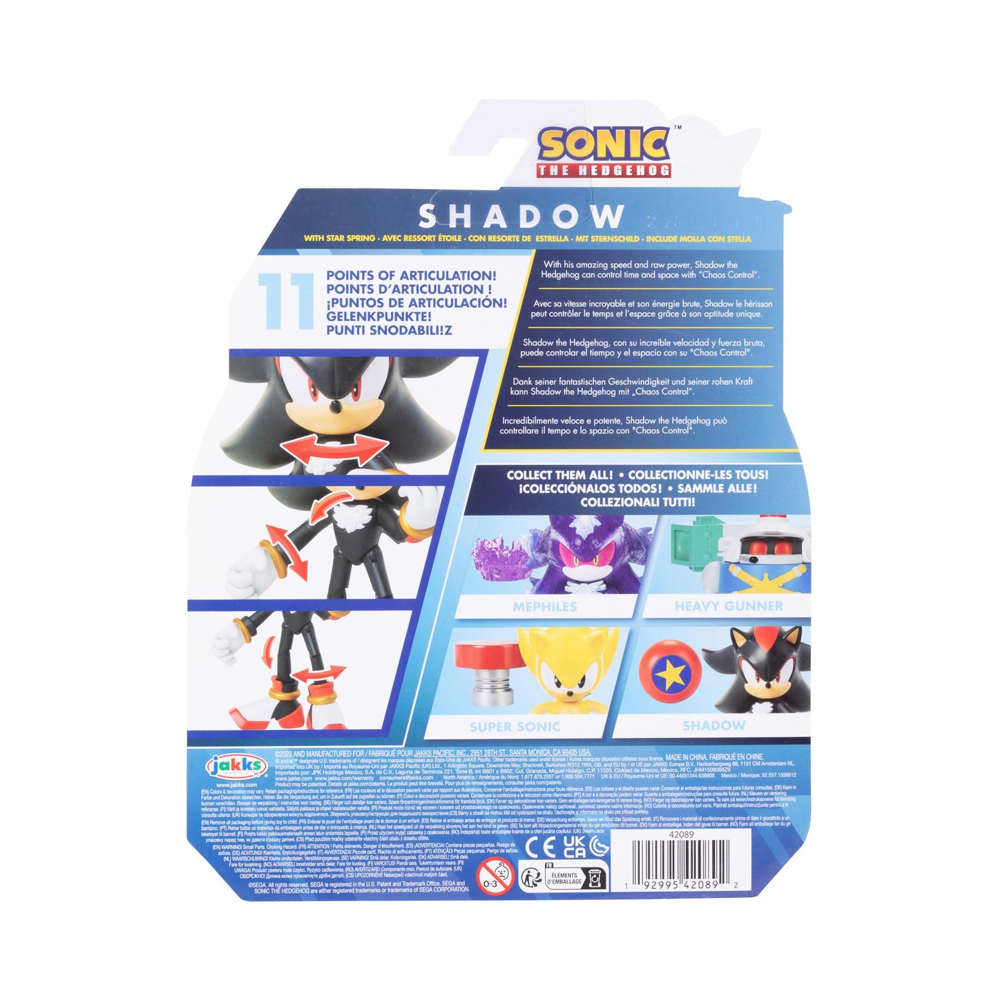 Sonic the Hedgehog 4-inch Shadow Action Figure with Star Spring Accessory. Ages 3+ (Officially licensed by Sega)