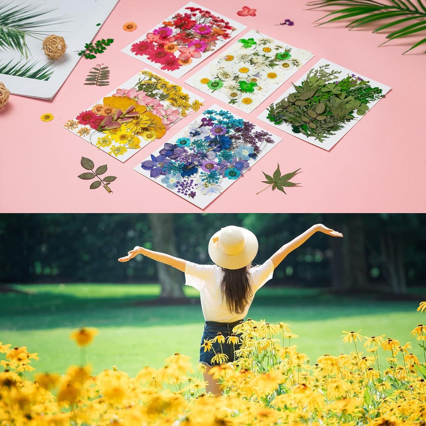 Dried Pressed Flowers, 170+ Pcs Mixed Dried Flowers for Resin, Bulk Natural Dry Floral Resin Fillers Decoration Accessories for DIY Crafts, Scrapbooking
