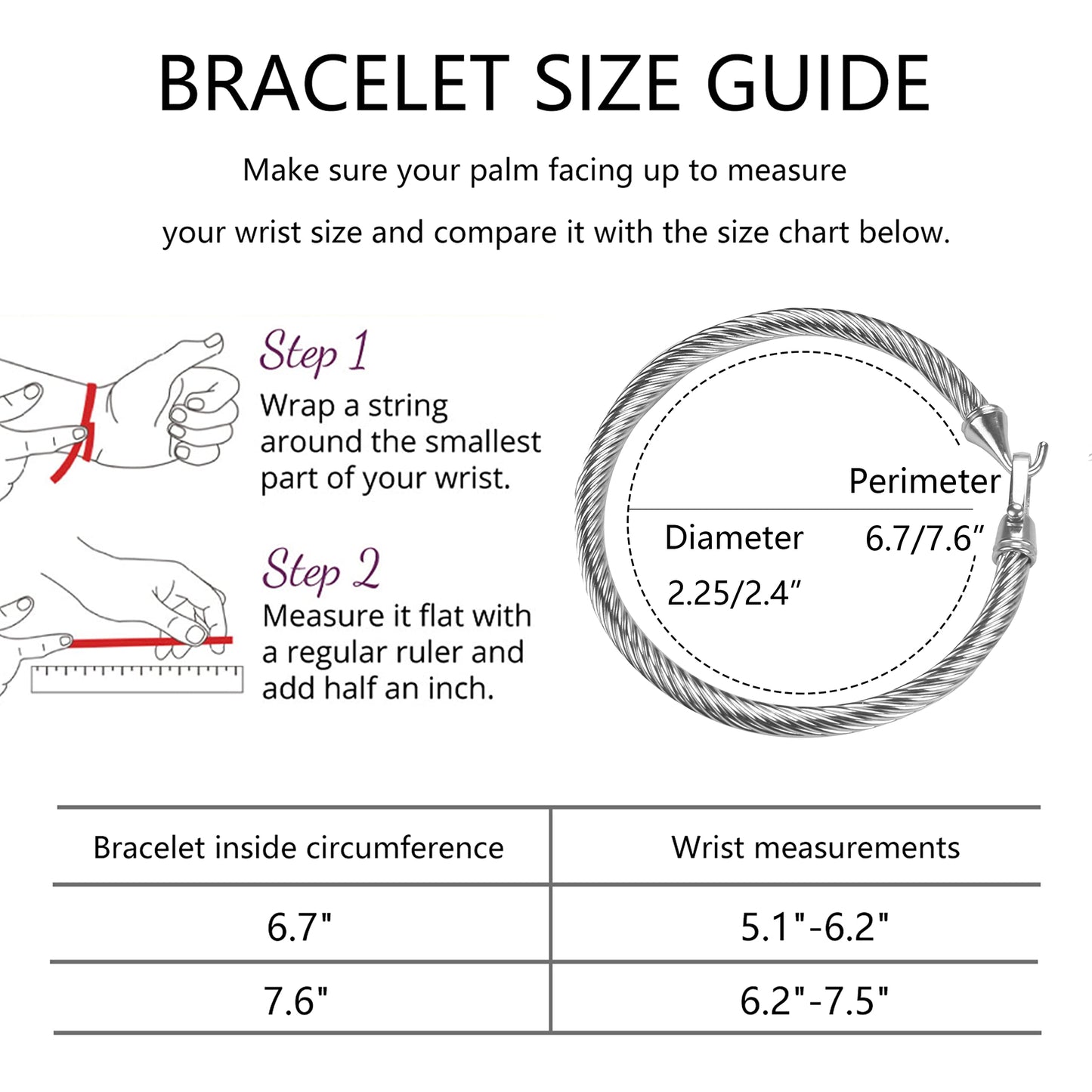 HX SHARE Twisted Cable Bracelet Stylish Fine Stainless Steel Cable Cuff Bracelet with Hook Clasp Bracelets Jewelry for Women