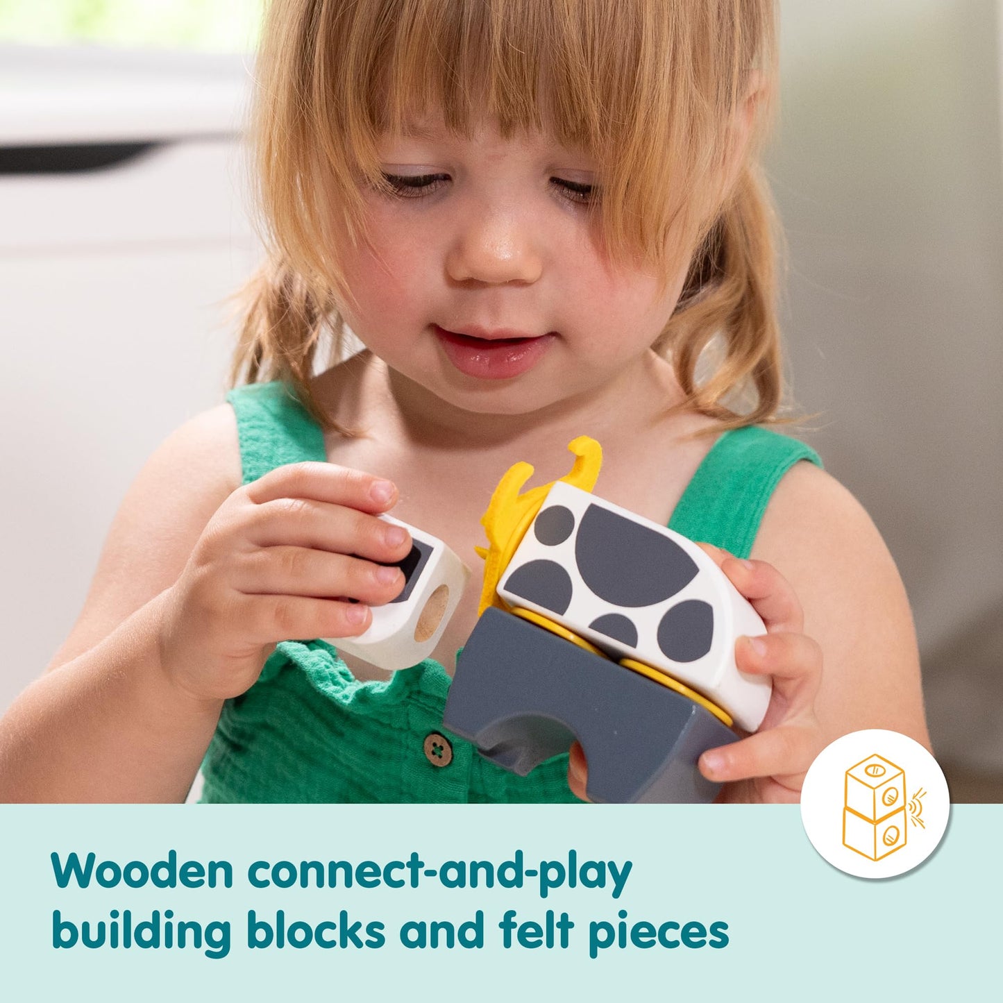 Melissa & Doug Blockables™ Farm Snap and Play, Mix and Match Connectable Wooden Building Blocks Play Set Toy for Preschool Boys and Girls (56 Pcs)