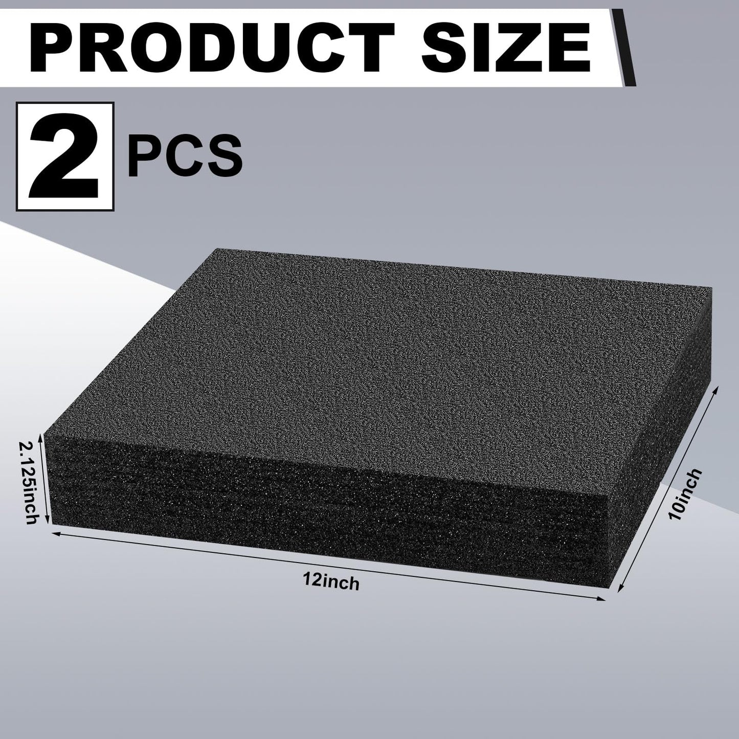 Frienda 2 Pcs Polyethylene Foam Sheet Polyethylene Insert Cuttable Packing Block Foam Padding for Toolbox Storage and Crafts (12" X 10" X 2.125",Black)