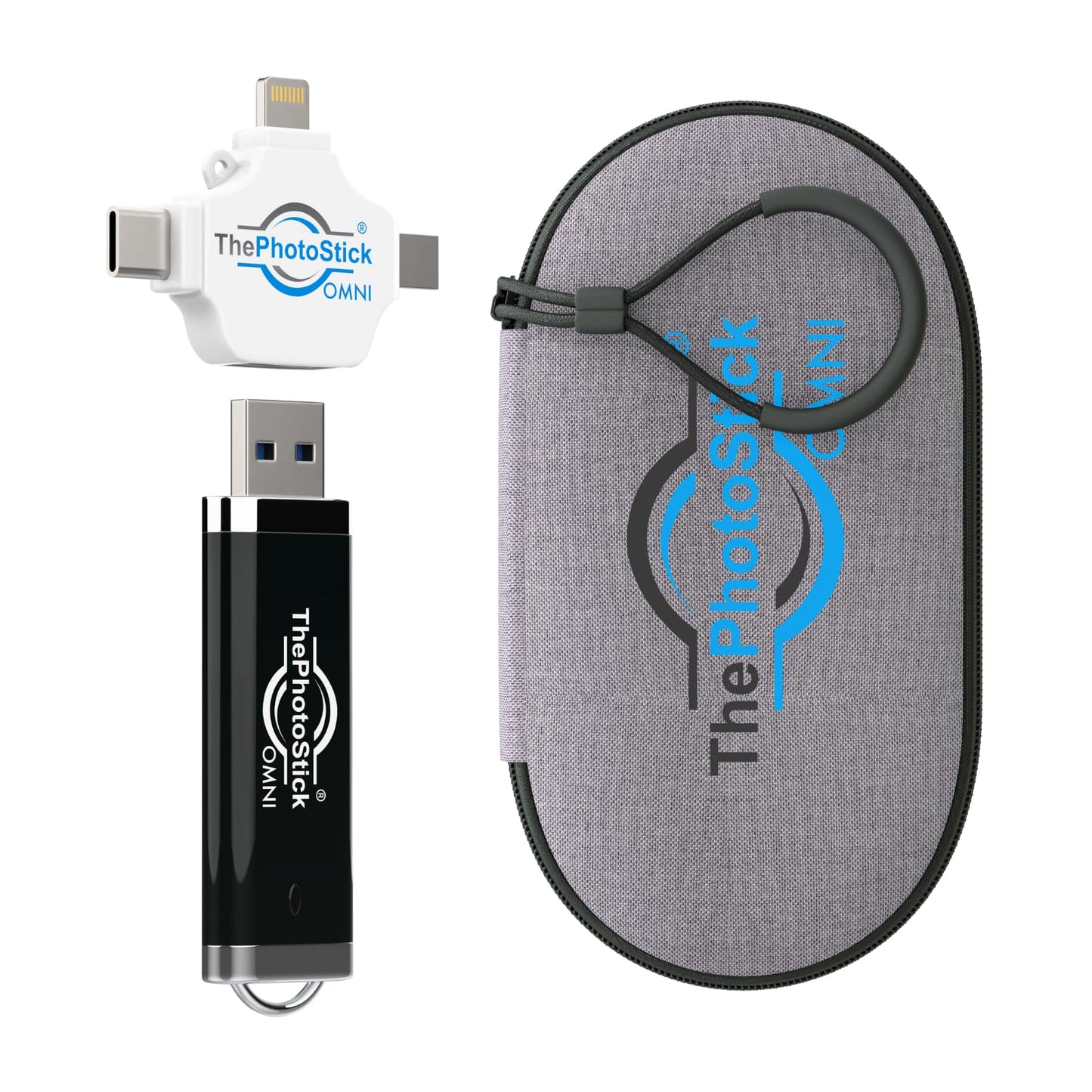 ThePhotoStick Omni 128GB - Secure Photo & Video Backup | ThePhotoStick Omni Protective Case - Water Resistant & Shockproof USB Storage