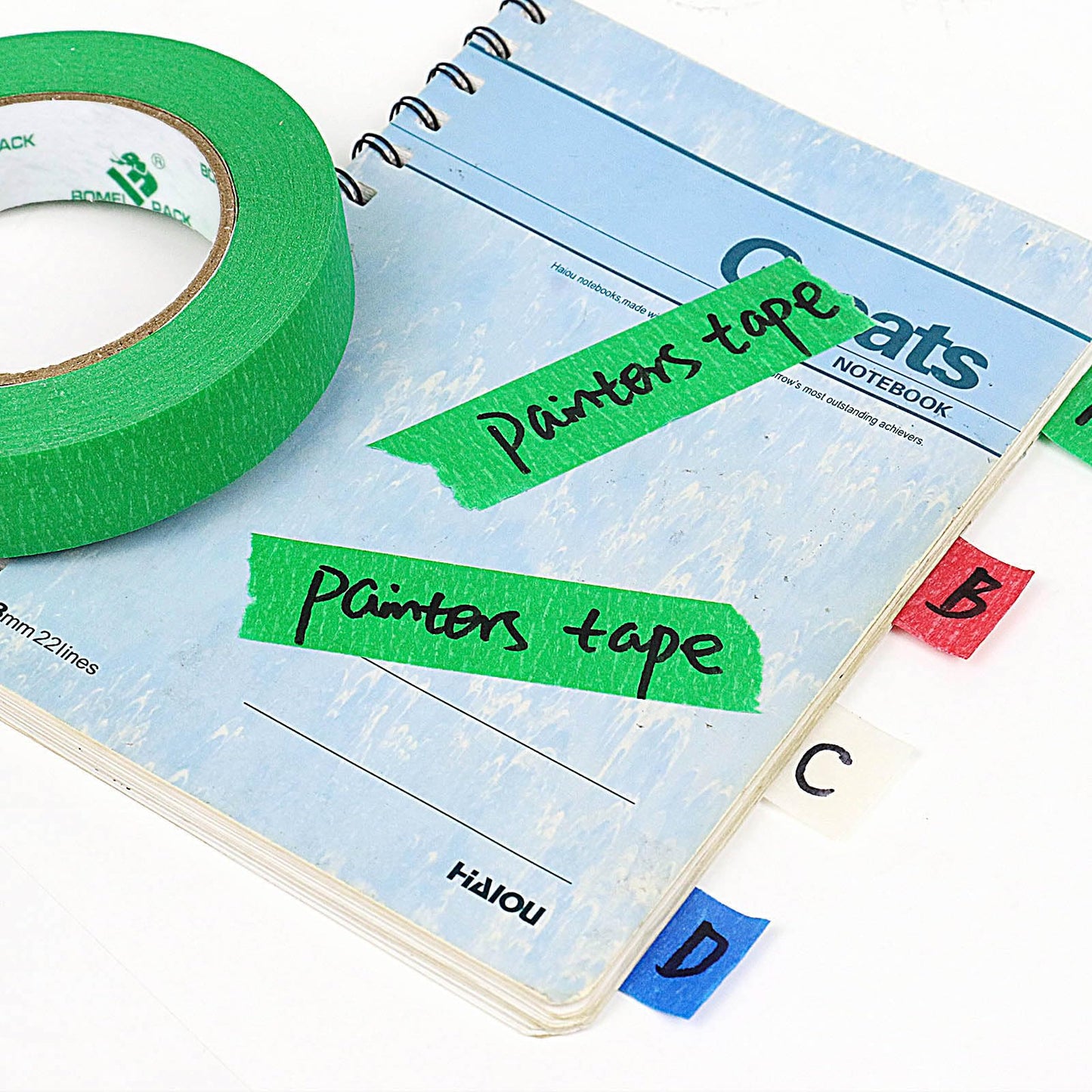 BOMEI PACK 10Rolls Green Painters Tape, General Purpose Green Masking Tape 0.75inch x 55yds, for Painting,Labeling,DIY Crafting,Decoration and School Projects, Total 550yds