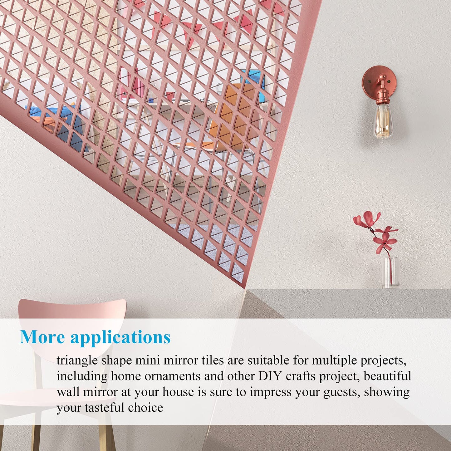 Jetec 300 Pieces Mirrors Tiles Triangular Small Mirrors Mosaic Tile DIY Glass for Art Wall Door Home Decorations