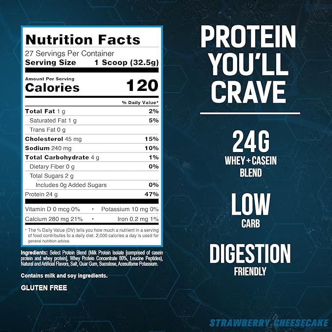 PEScience Select Low Carb Protein Powder, Strawberry Cheesecake, 27 Serving, Whey and Casein Blend, Keto Friendly, Gluten Free, Best Tasting, Clean Isolate for Women and Men